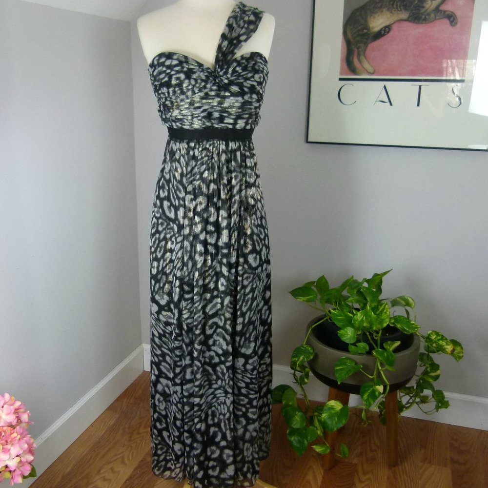 BCBG Max Azria Inga One Shoulder Silk Maxi Dress N